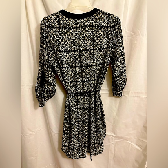 Lush Black and White Wrap Dress - Picture 2 of 3